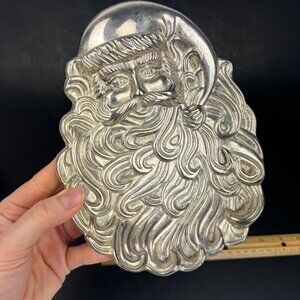 Vtg Santa Claus Face International Silver Company Silverplated Candy Dish Decor